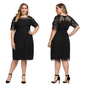 Women's 1X Plus Lined Floral Lace Dress